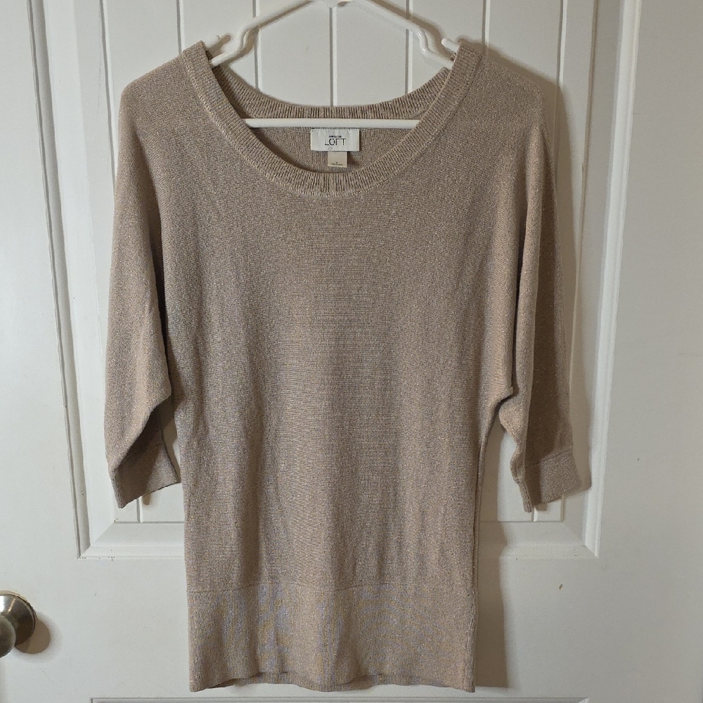 LOFT Women's Beige Scoop Neck Sweater